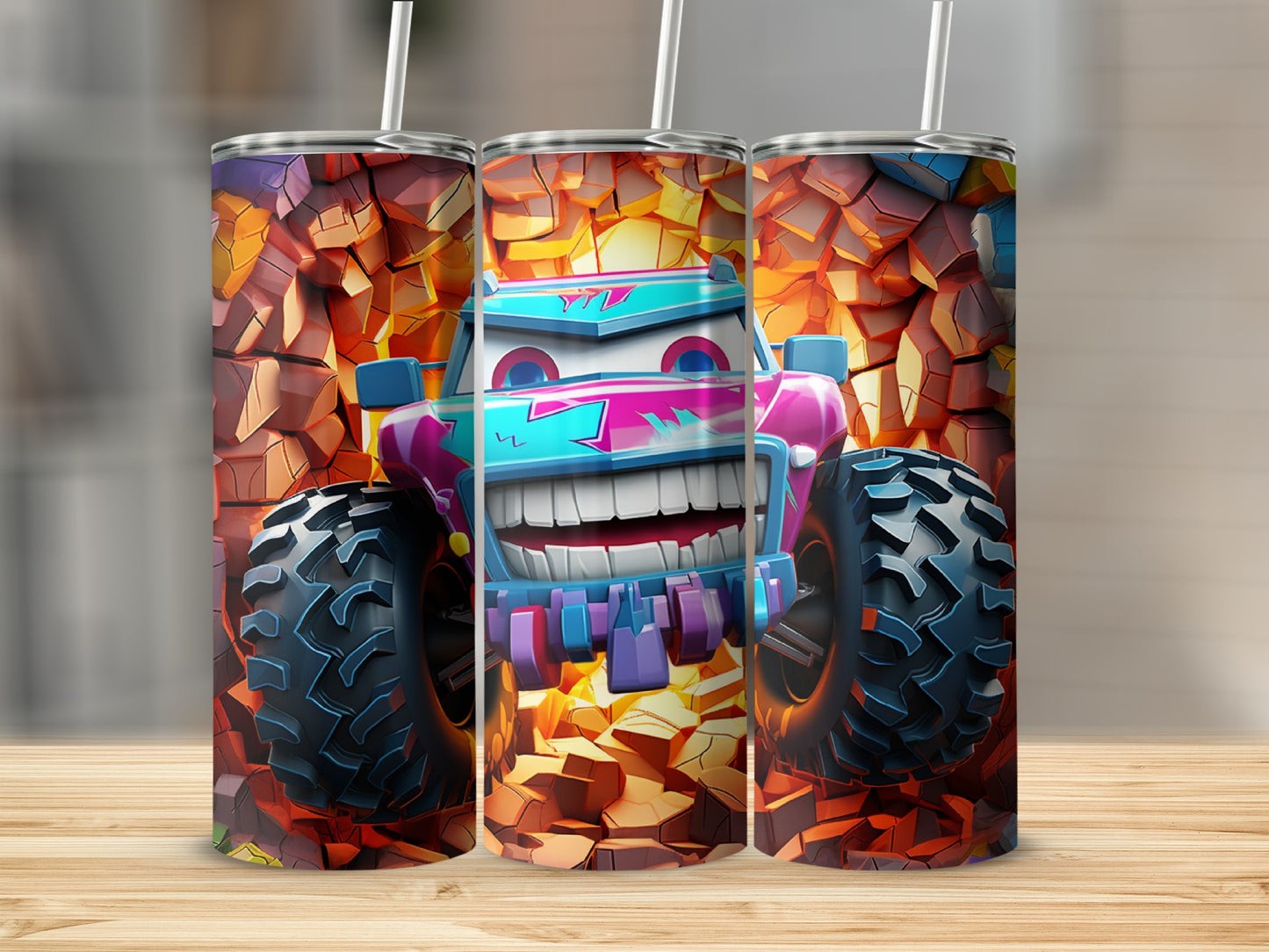 Colorful Monster Truck Graphic Insulated Tumbler
