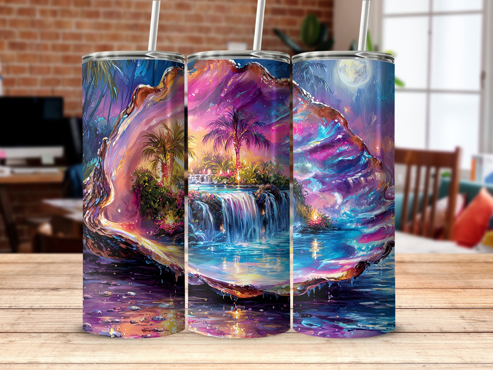 Tropical Paradise Waterfall Art Tumbler