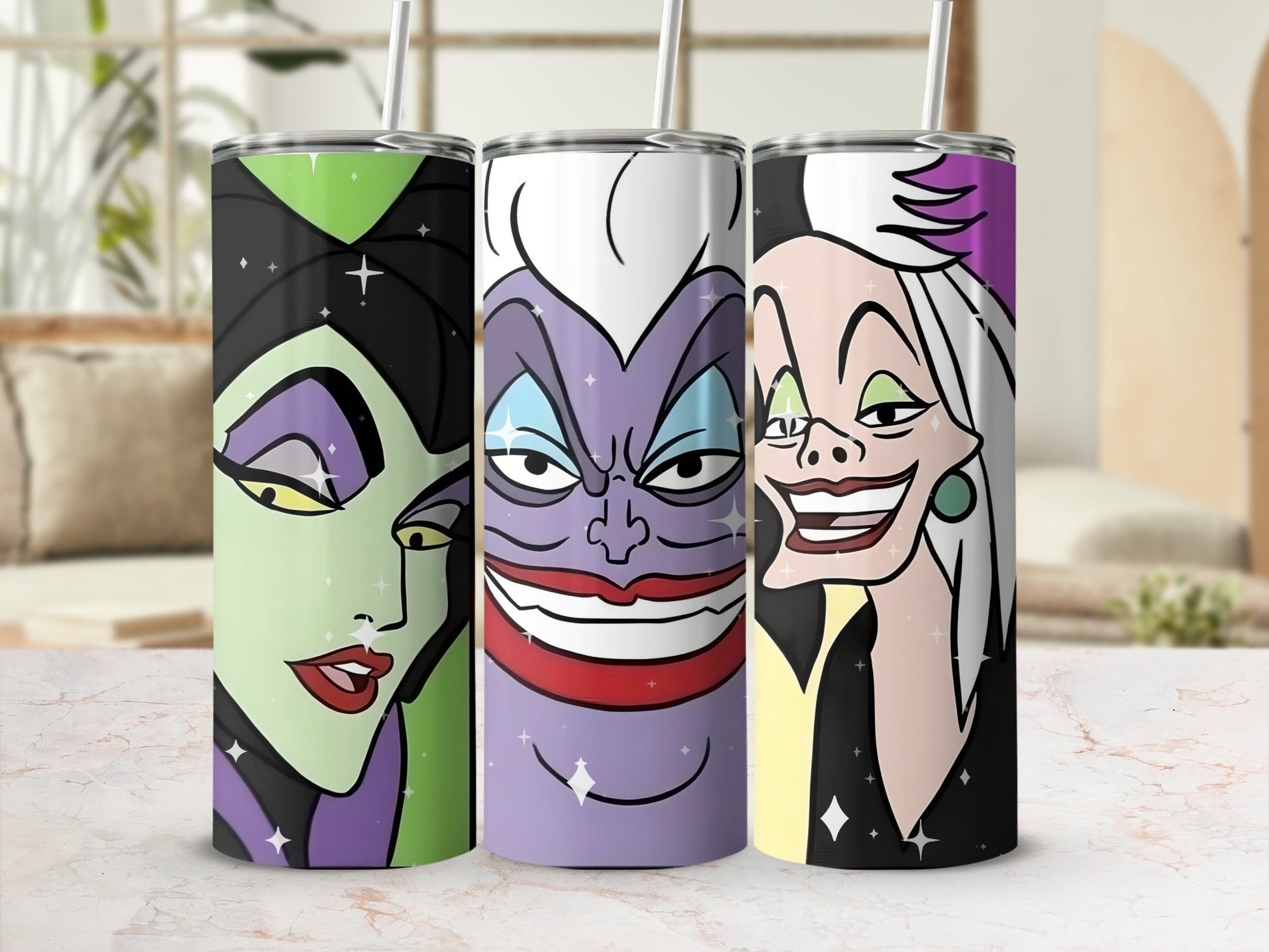 Villains Themed Tumblers with Straw Drinkware Tumblers