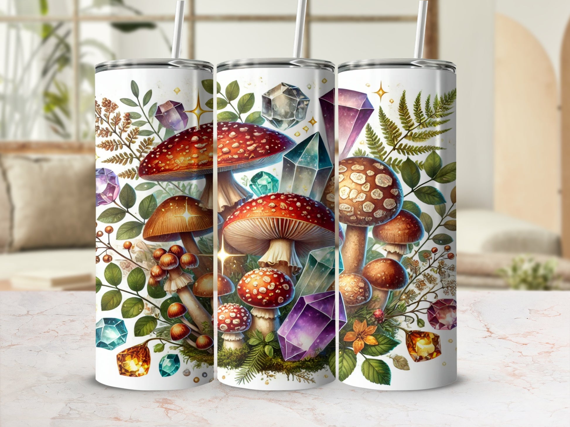 Enchanting Mushrooms and Crystals Tumbler Product