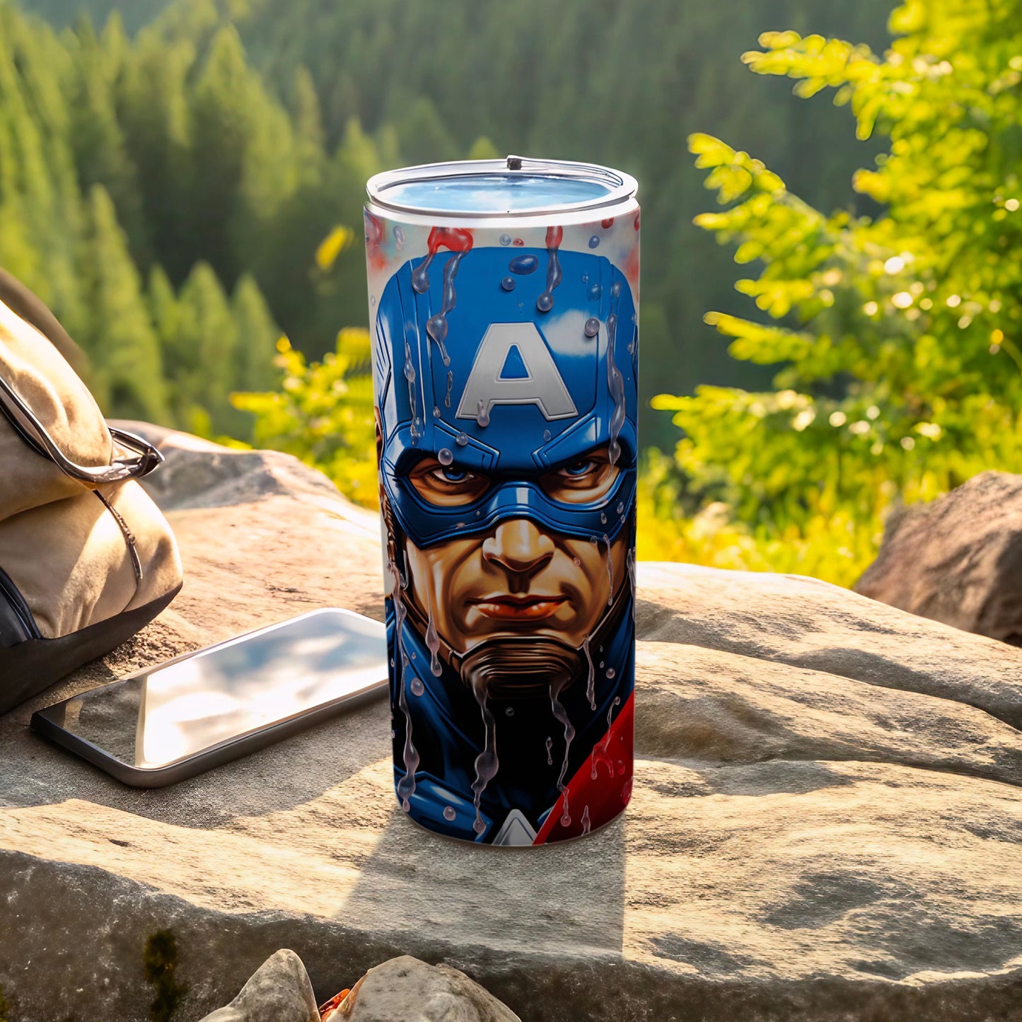 Captain America Insulated Tumbler Flask for Outdoor Trips