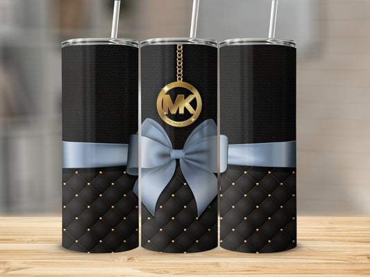 Elegant Black and Blue Tumbler with Charm Design