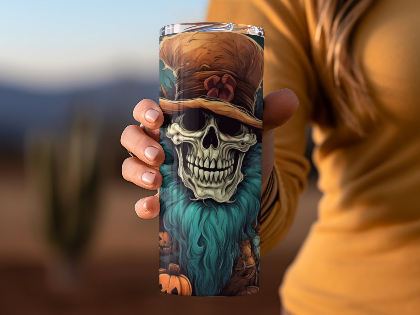 Spooky Skull and Pumpkin Halloween Tumbler Cup