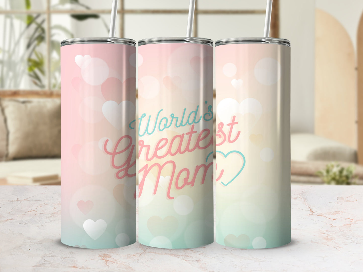 World's Greatest Mom Pastel Custom Design Tumbler