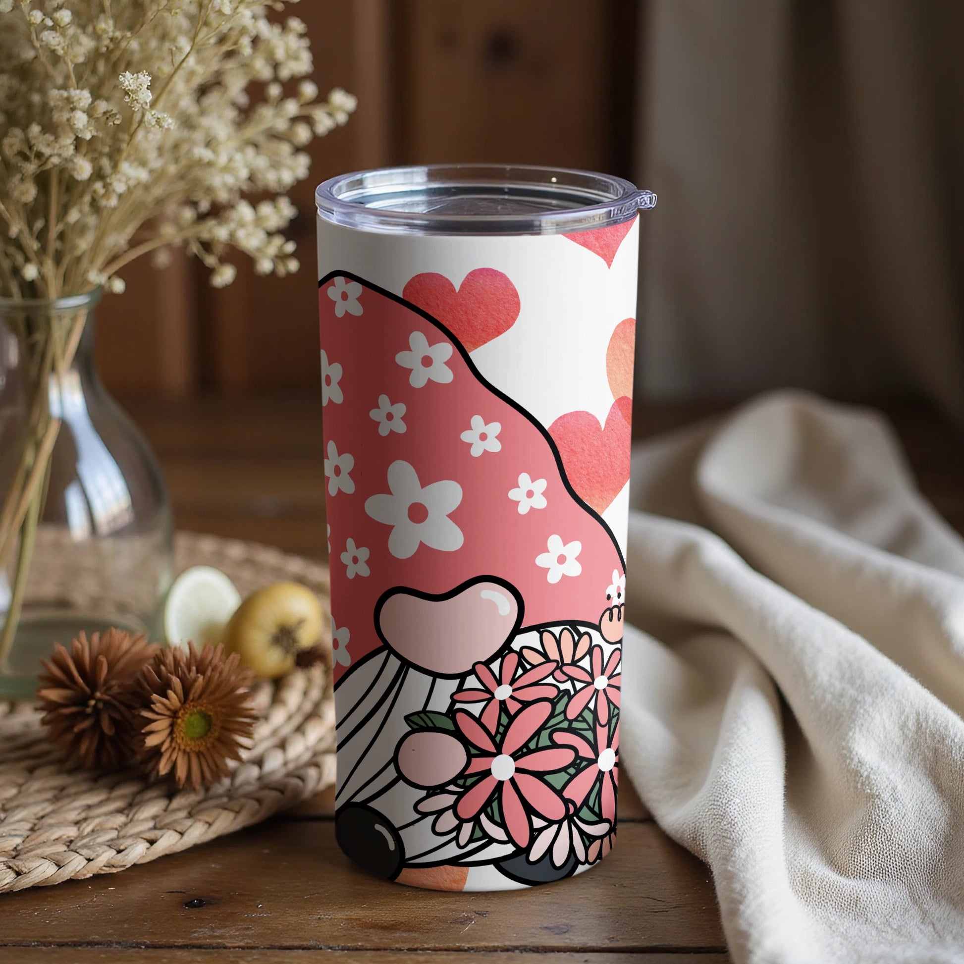 Whimsical Mushroom and Floral Travel Tumbler for Beverage