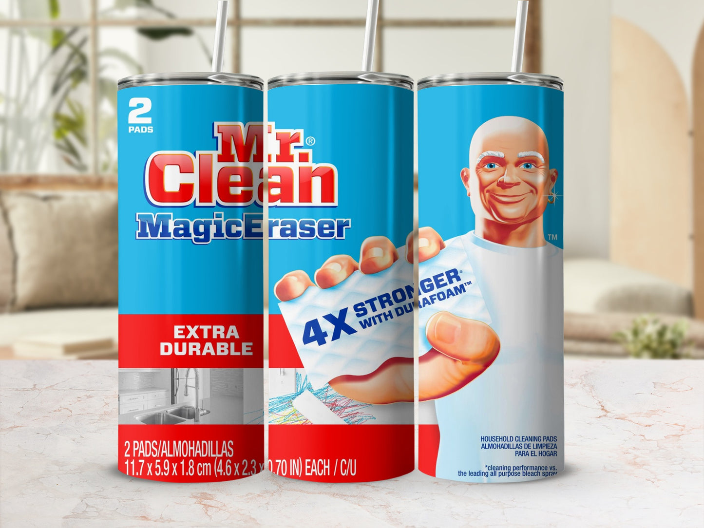 Mr. Clean Magic Eraser 2 PADS EXTRA DURABLE tumbler