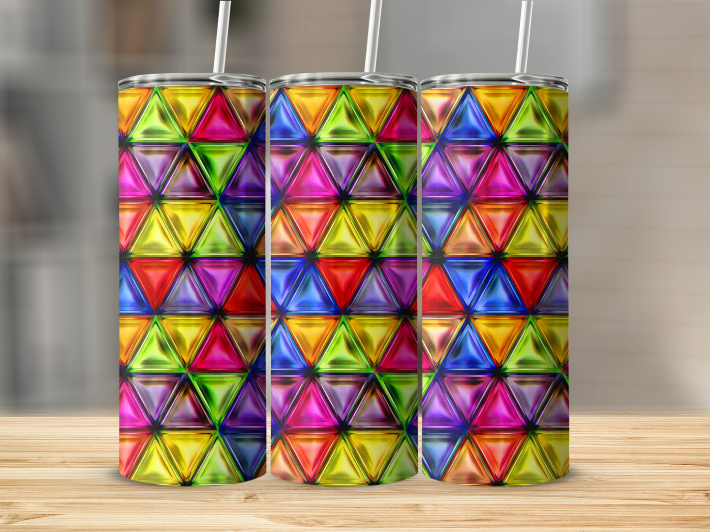 Colored Triangles Mosaic Bold Geometric Graphics Tumblers