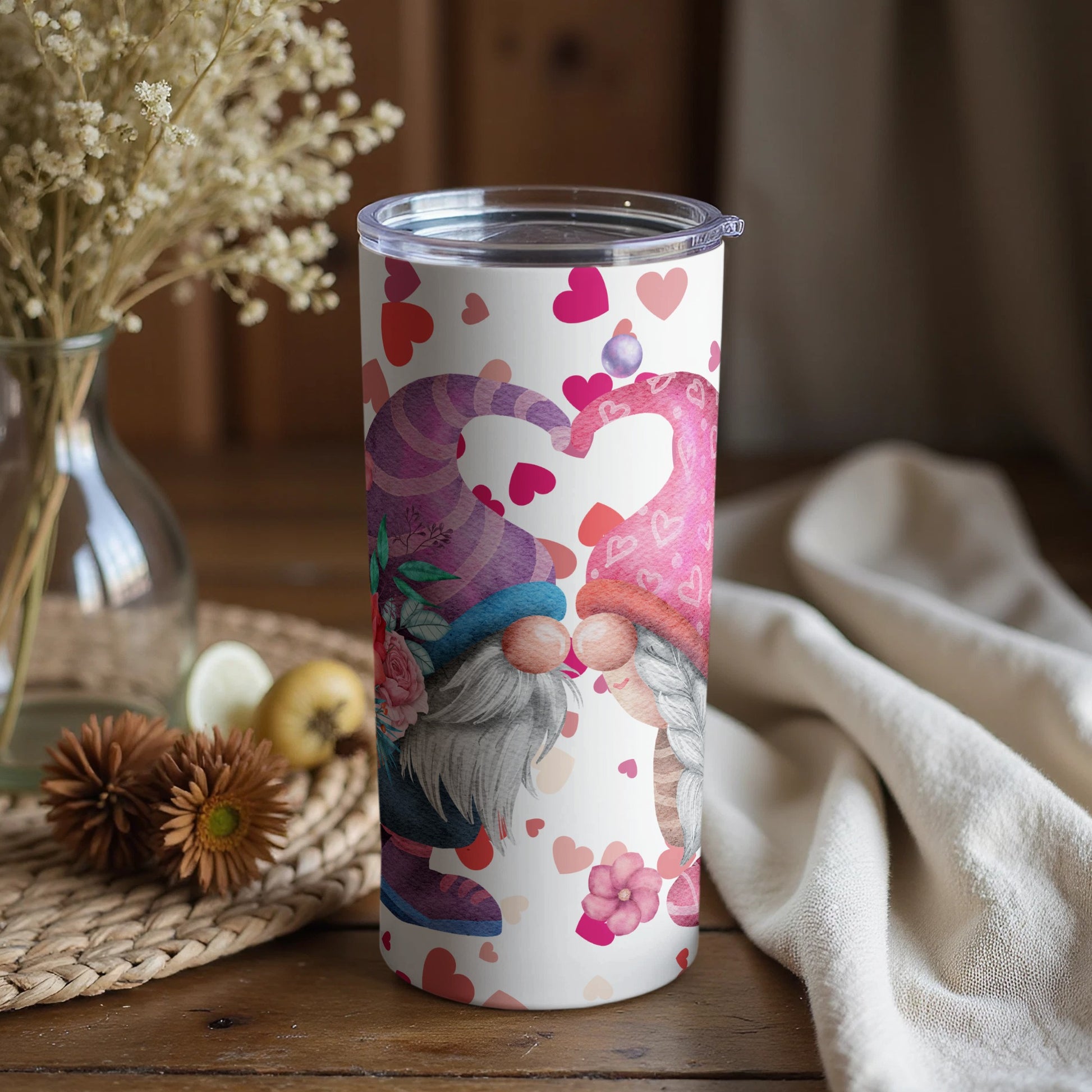 Valentine's Themed Gnomes Heart Design Tumbler