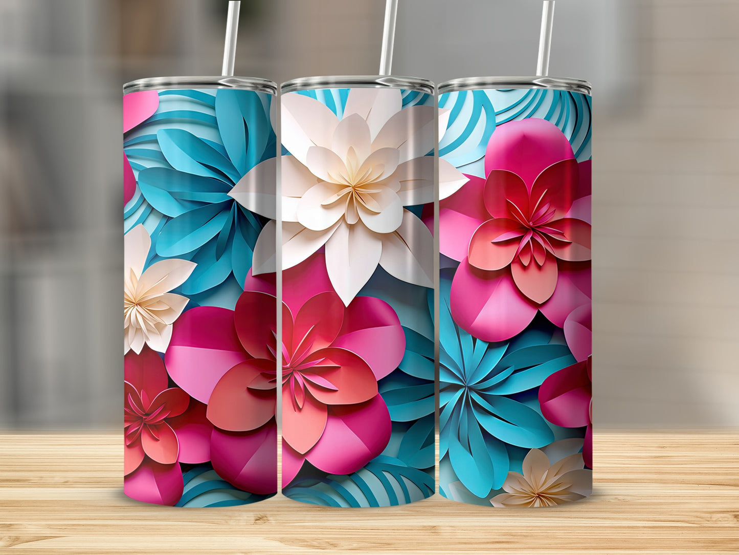 Vibrant Floral Pattern Decorative Tumbler