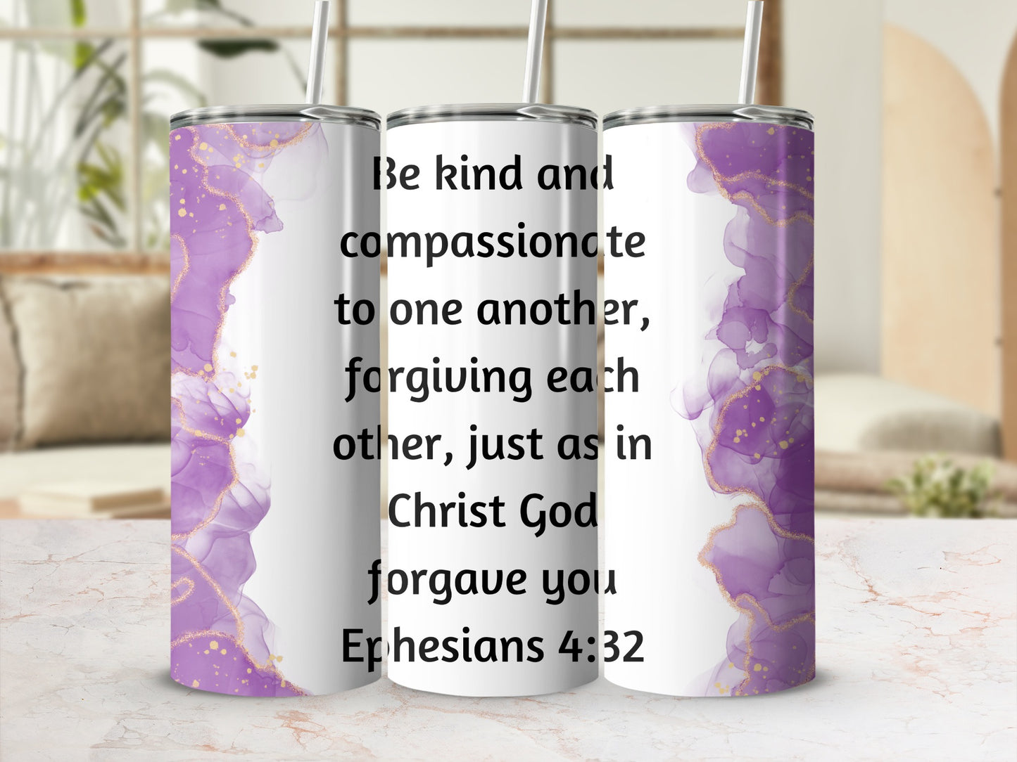 Inspirational Bible Verse Purple Tumbler Product