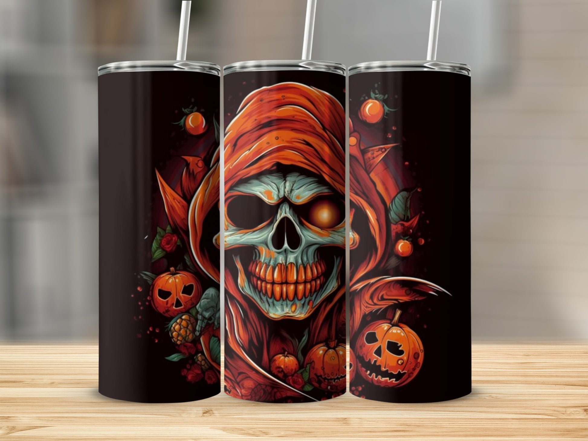 Halloween Skull Pumpkin Design Tumblers for Festive Use