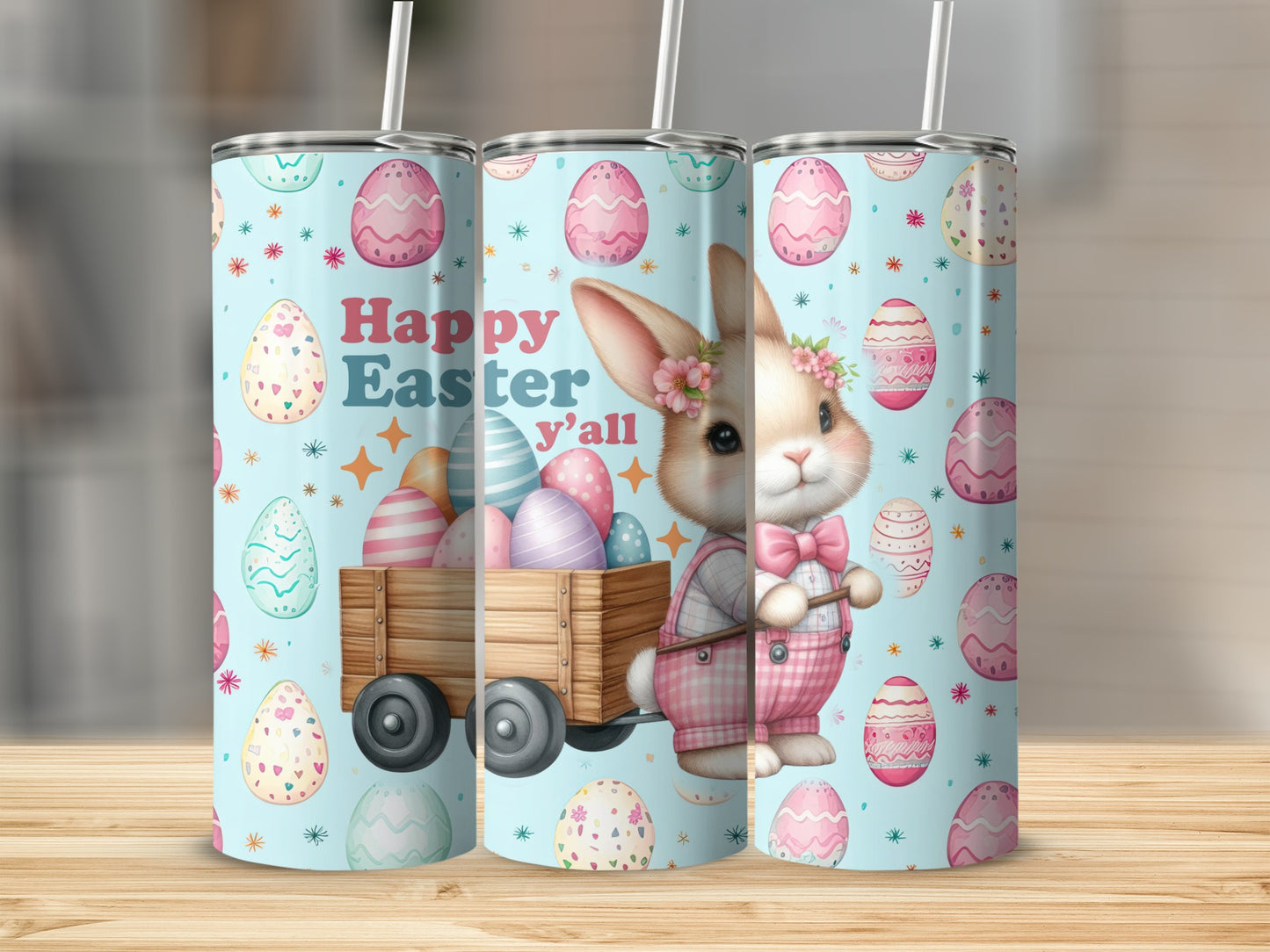 Happy Easter y'all Bunny Cart Eggs Cute Design product type