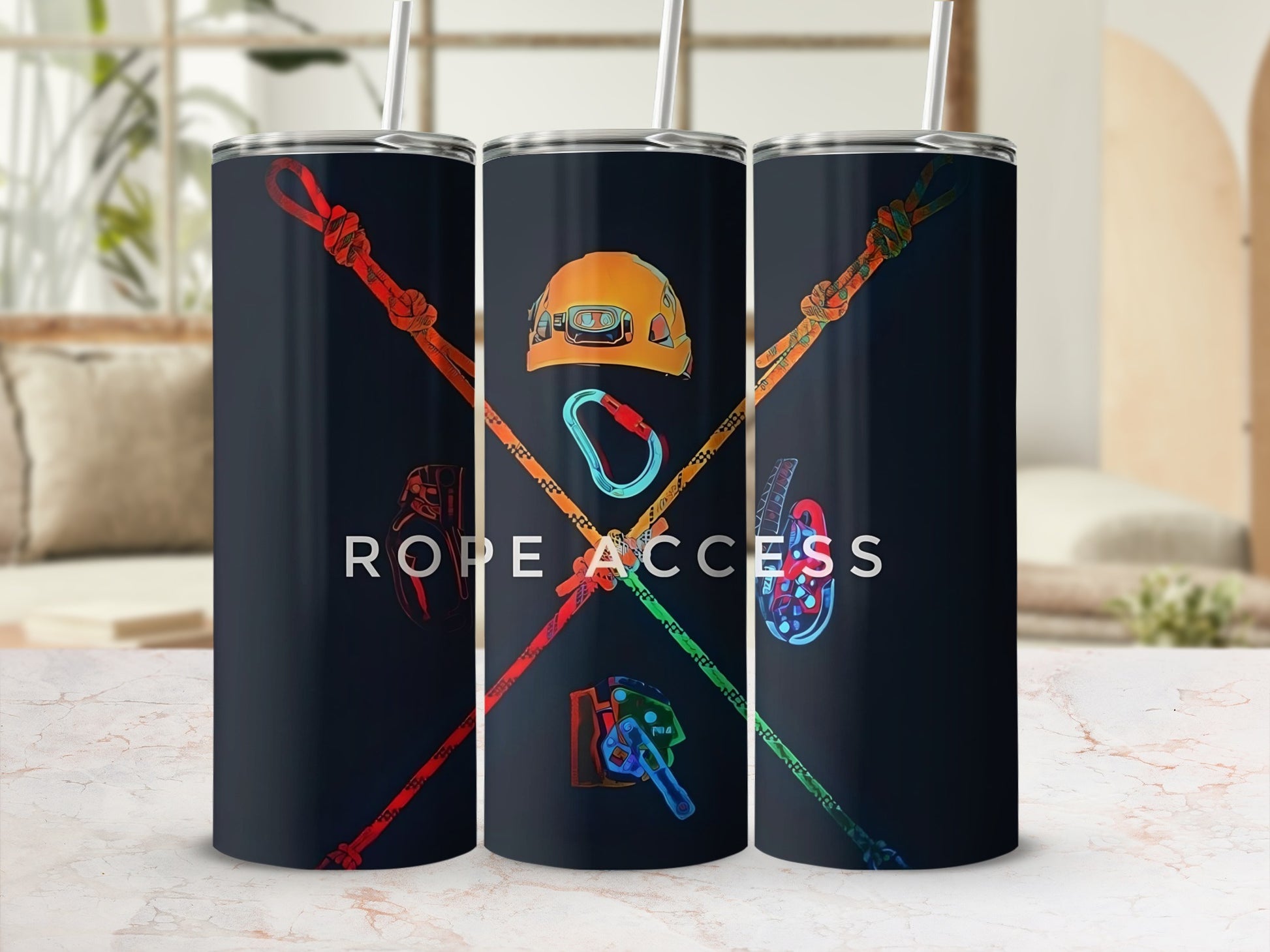 Colorful Rope Access Themed Tumbler For Adventure Seekers