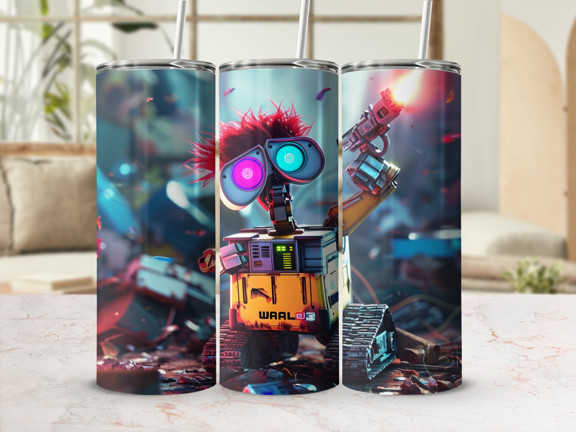 Animated Robot Wall E Inspired Design Tumbler Cup