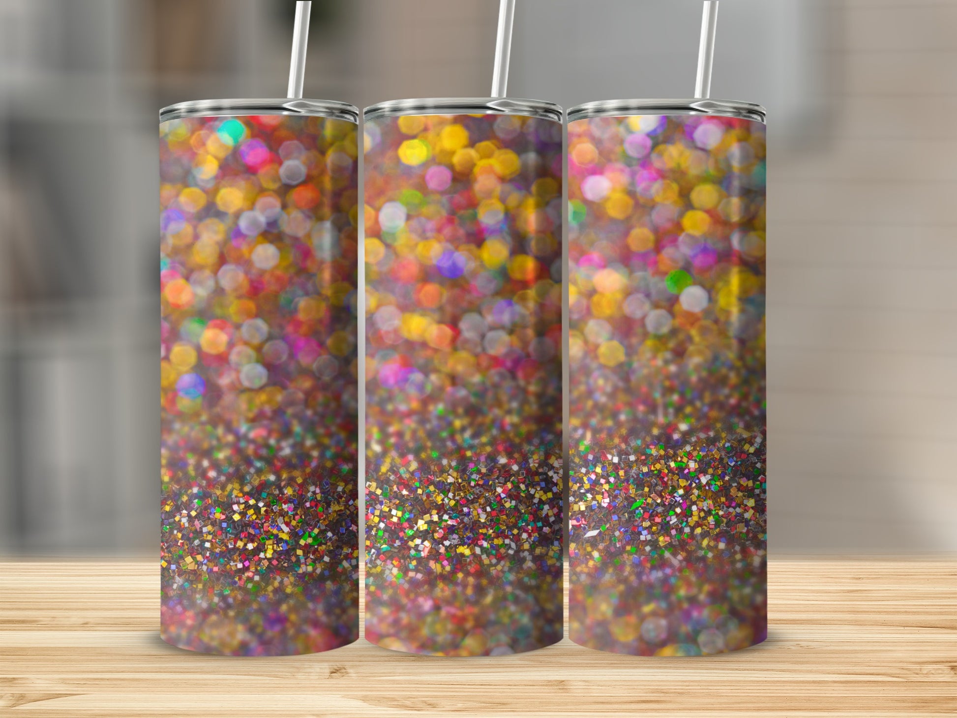Colorful Glitter Bokeh Design Insulated Tumbler