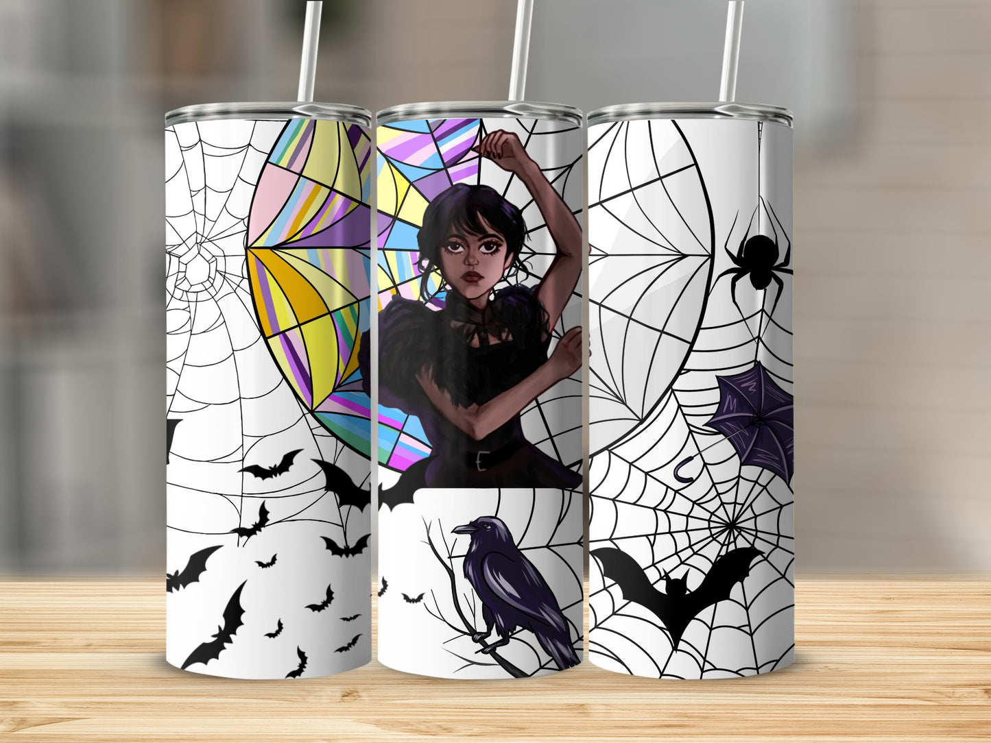 Gothic Witch Spider Web Ravens Bats Illustration Product