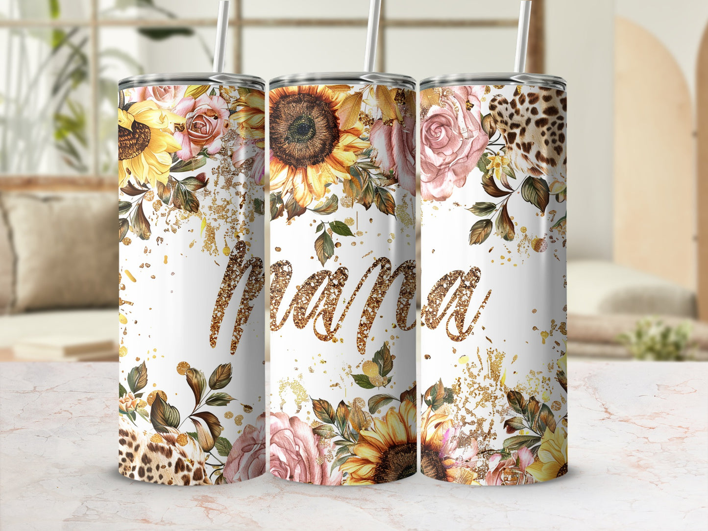 Floral Mama Design Stainless Steel Tumbler 20oz