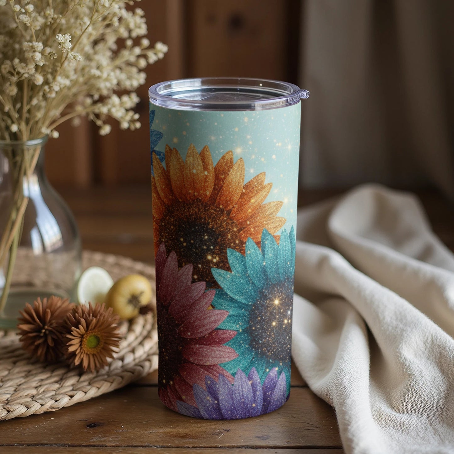 Vibrant multicolor sunflower design tumbler product