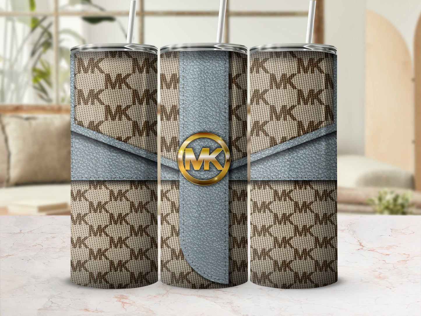 Stylish MK Patterned Tumbler with Unique Design