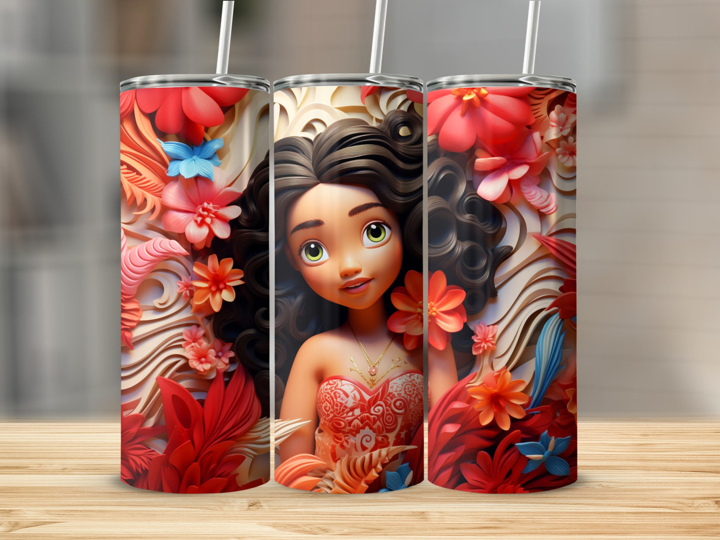 Vibrant Floral Design on Women's Drinking Tumbler