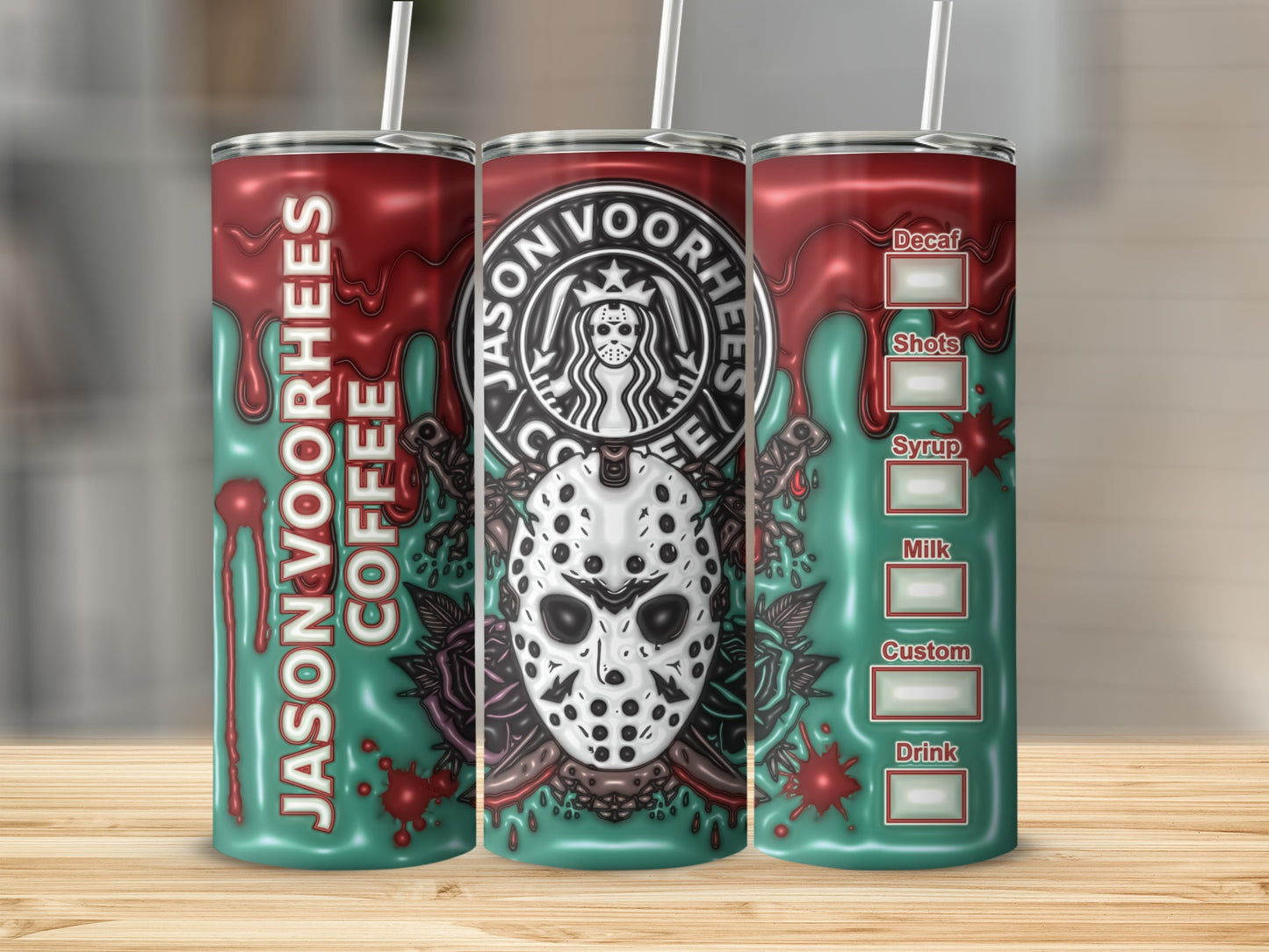Jason Voorhees Coffee Blood Drips Horror Art Tumbler