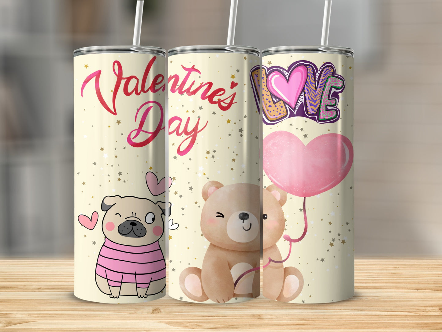 Adorable Valentine's Day Themed Tumbler Set