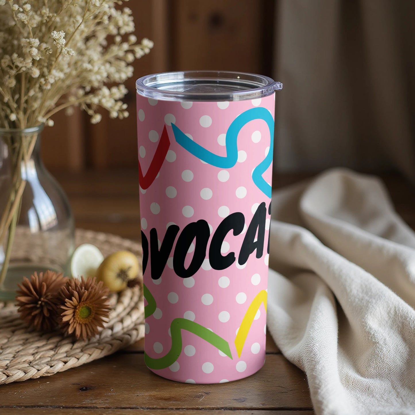 Fun and Colorful Polka Dot Pattern Insulated Tumbler
