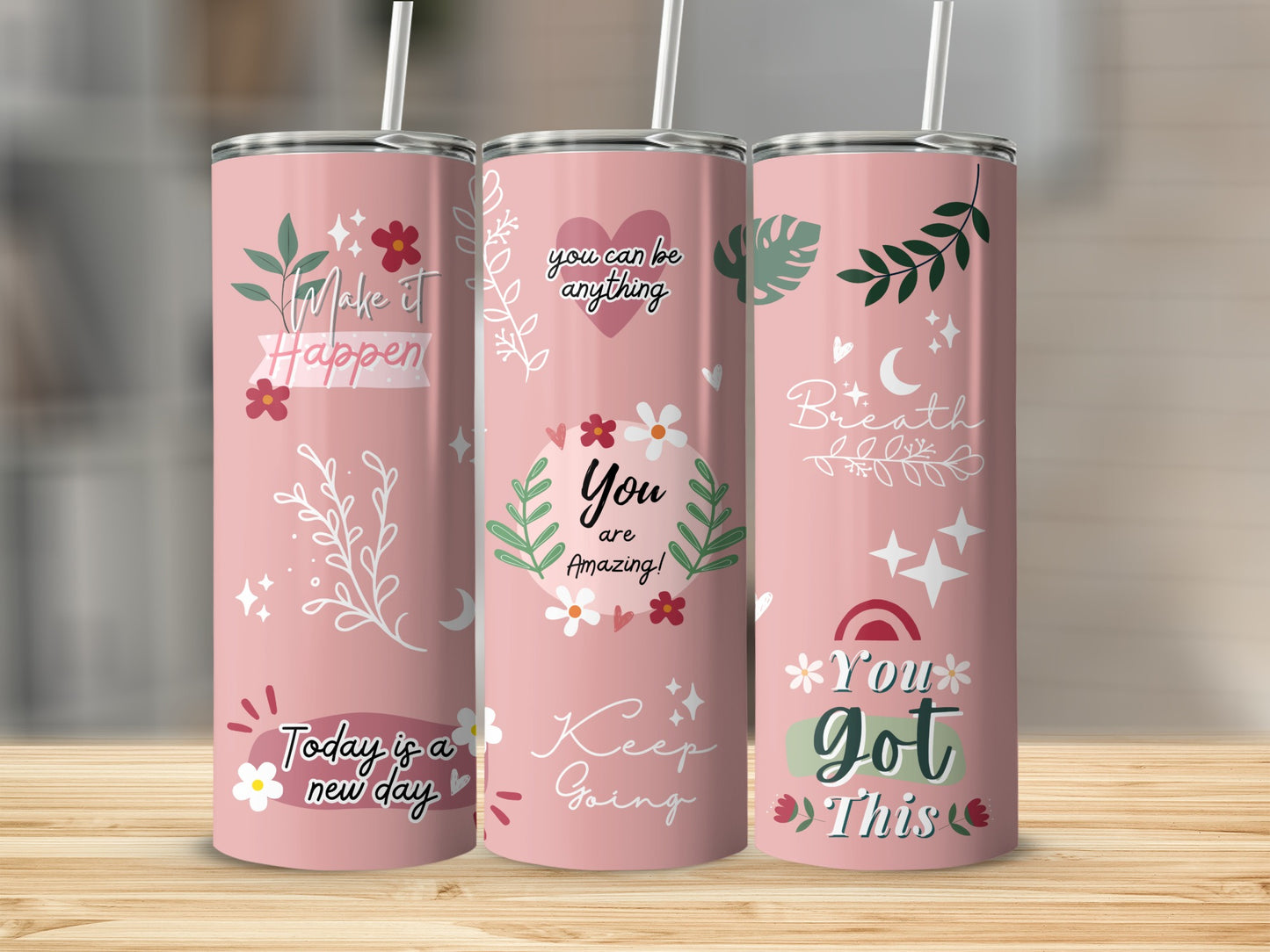 Motivational Quotes Insulated Tumbler with Straw
