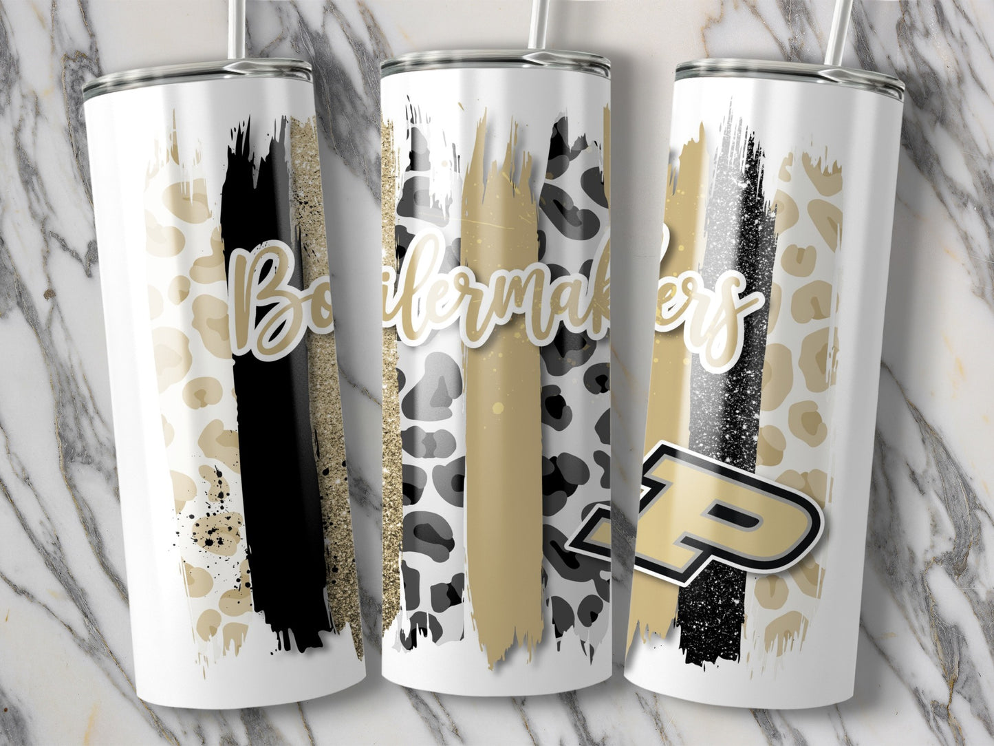 Boilermakers Leopard Stripes with Purdue Logo Tumblers