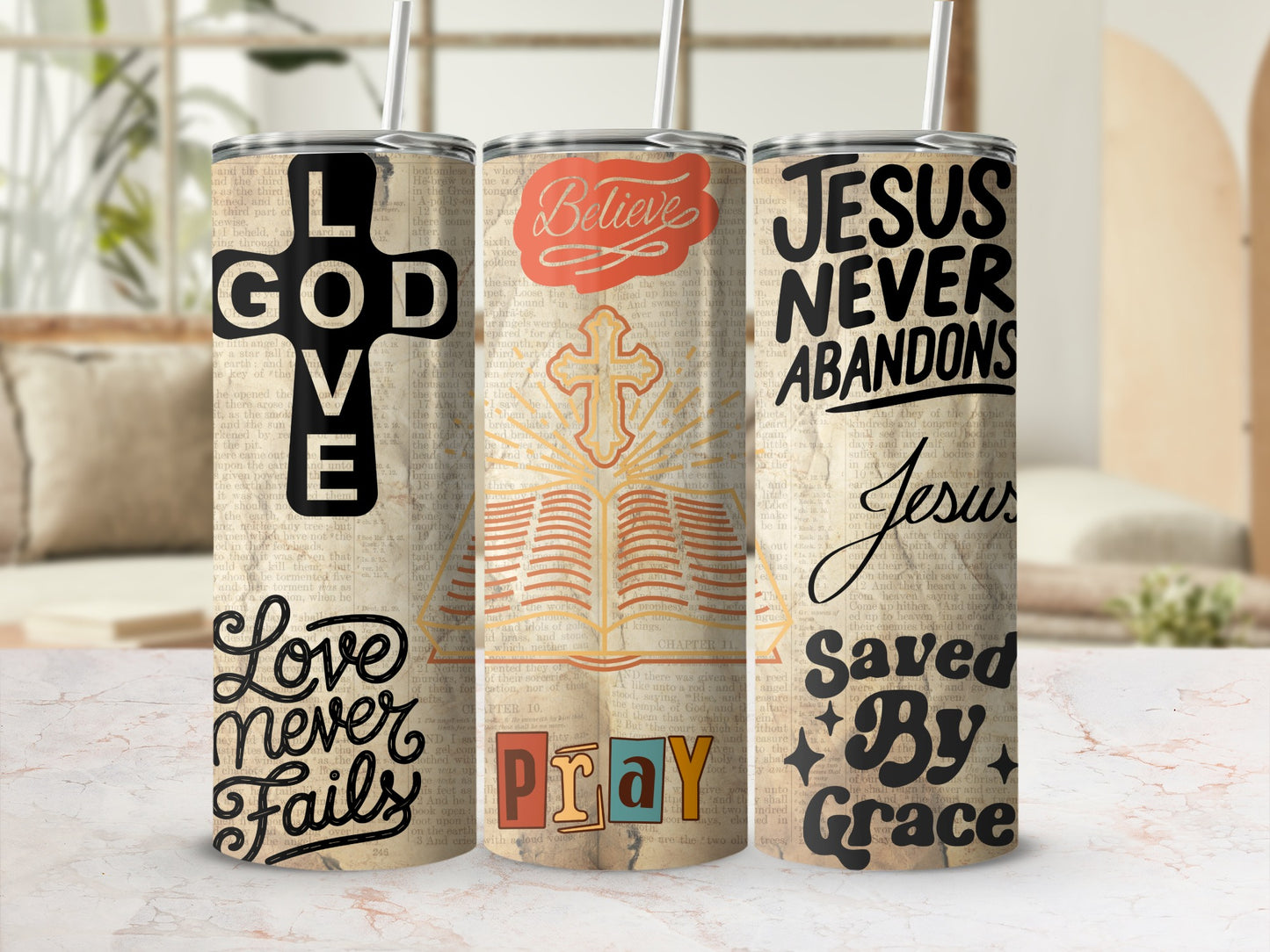 Inspirational Jesus Never Abandons Tumbler