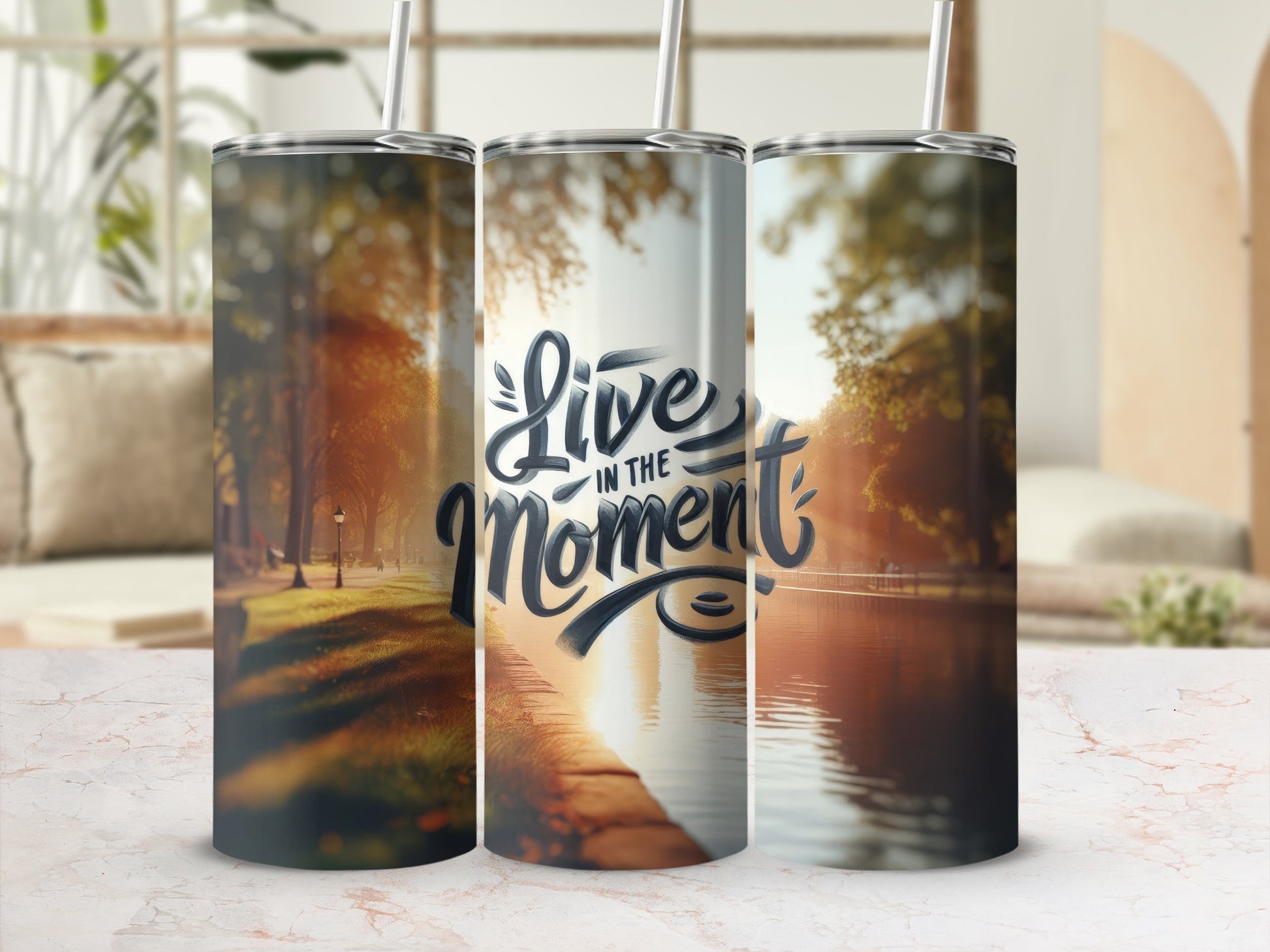 Live in the Moment Insulated Travel Tumbler Cup