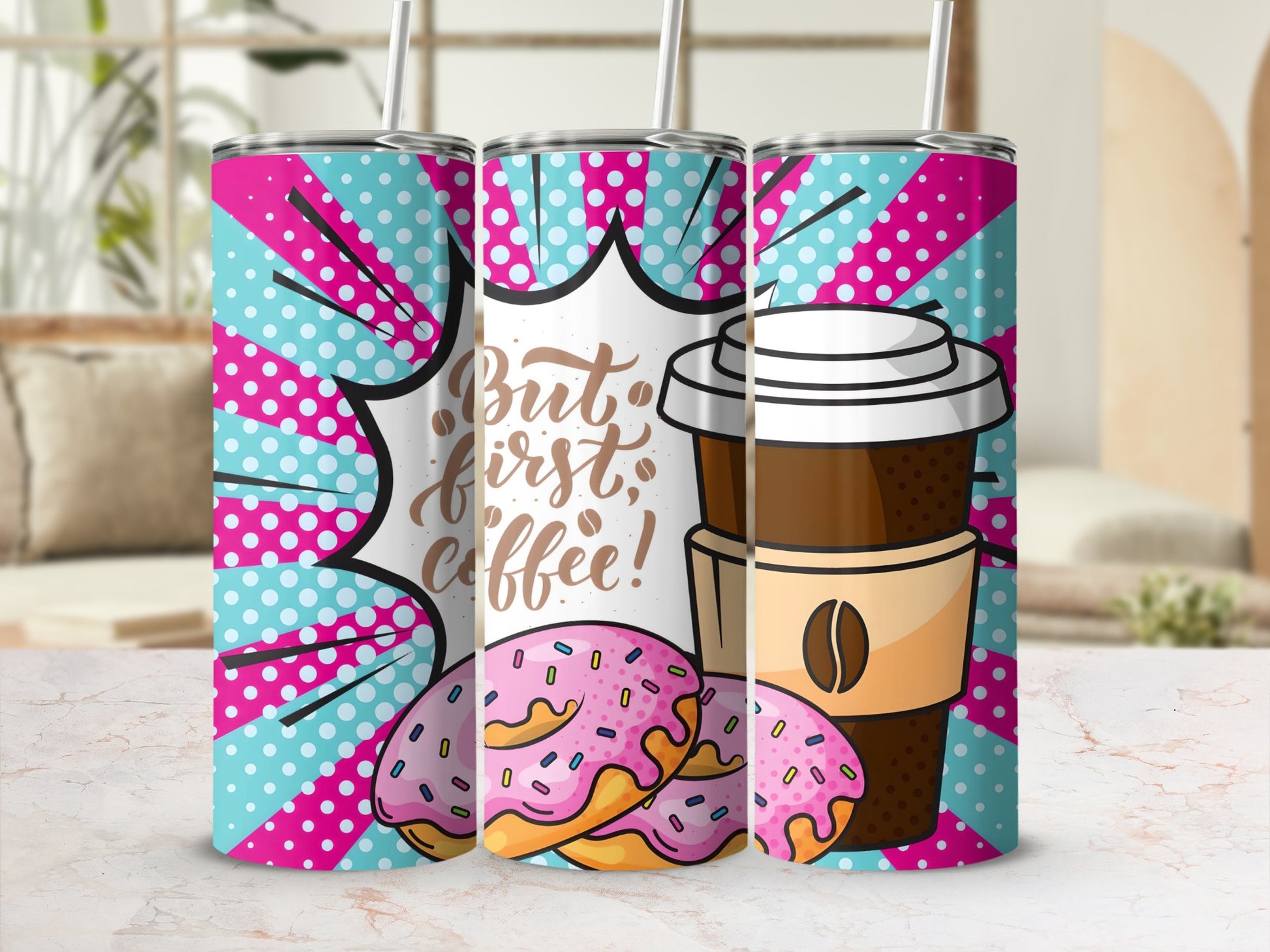 Coffee and Donuts But First Coffee Tumbler Drinkware