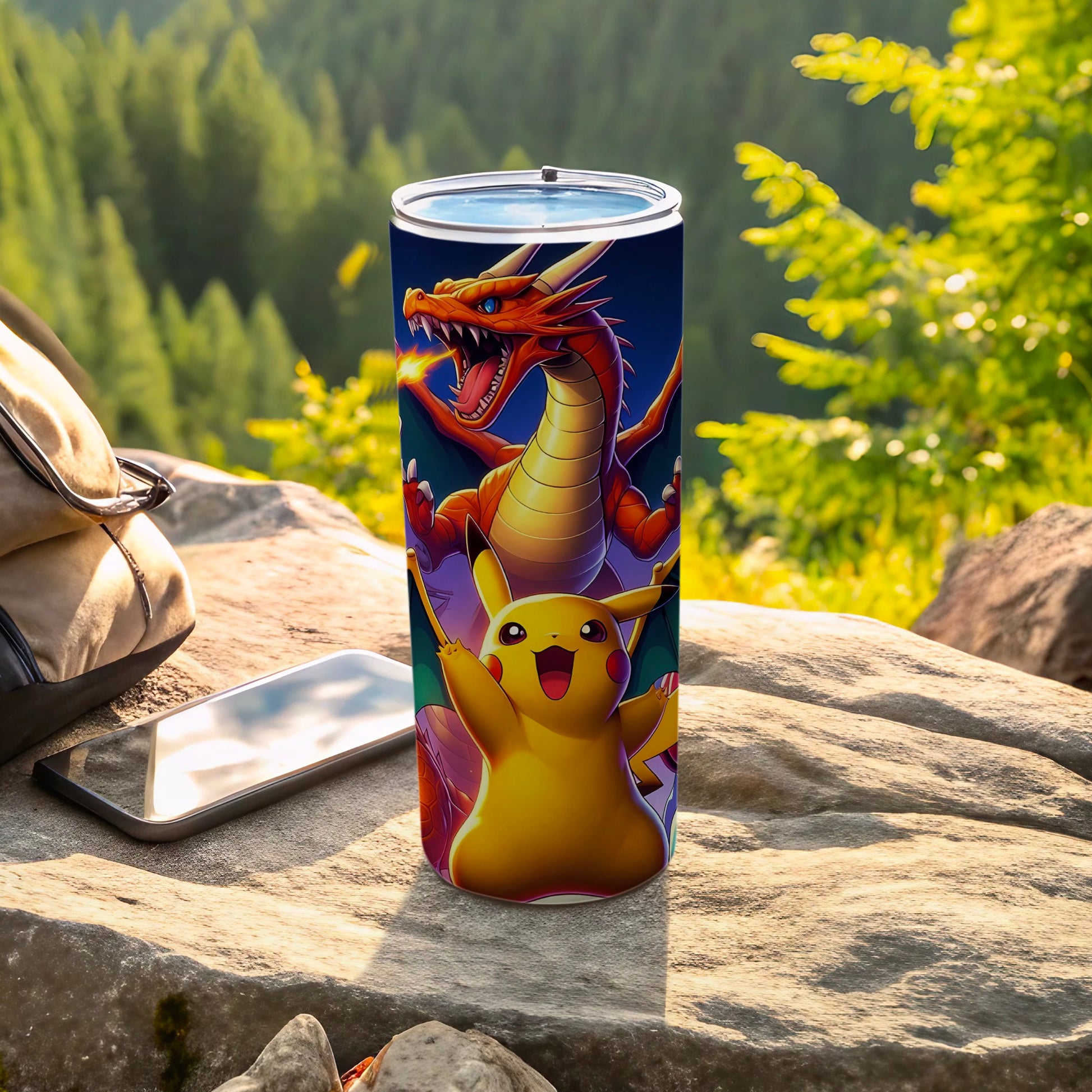 Fire-Breathing Dragon and Pikachu On Adventure Tumbler