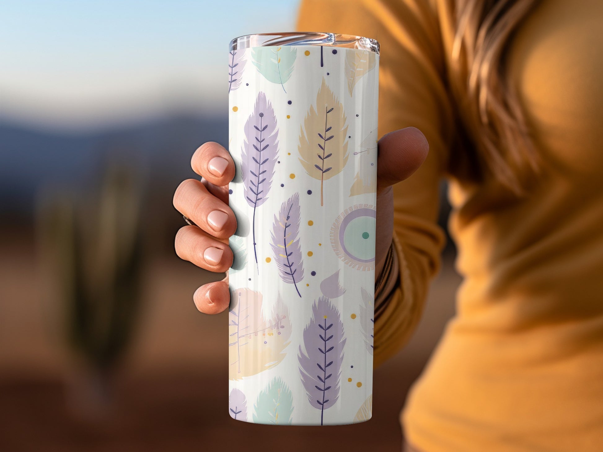 Colorful Abstract Feather Pattern Tumbler Product