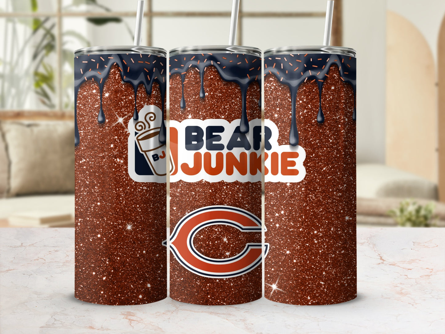Bear Junkie Glitter Tumbler with Sprinkles Design