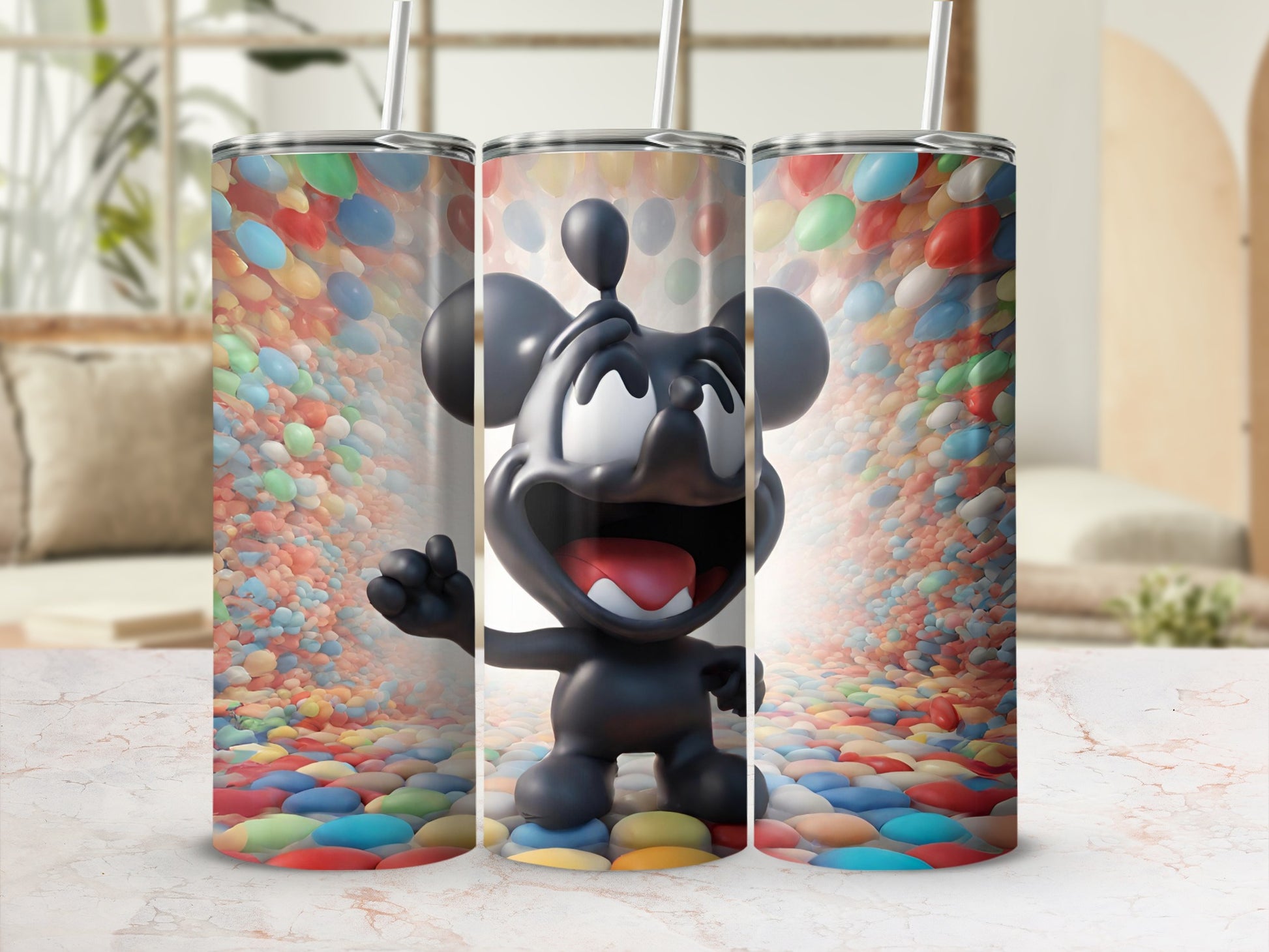 Cartoon Character With Balloons Graphic Tumbler