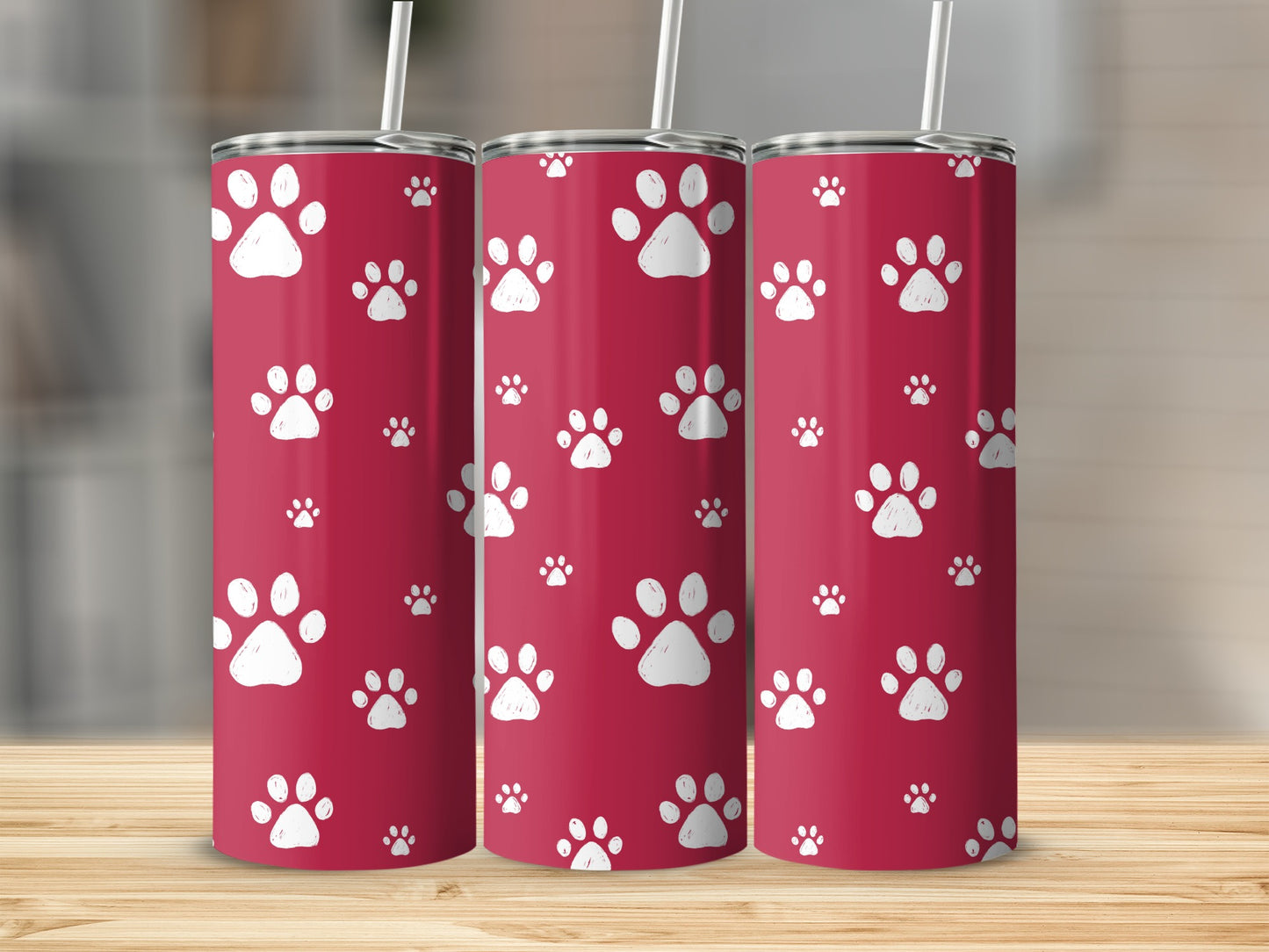 Adorable Paw Print Design Stainless Steel Tumbler