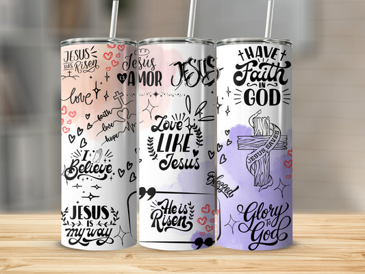 Faith-Inspired Jesus and Love Stainless Steel Tumbler