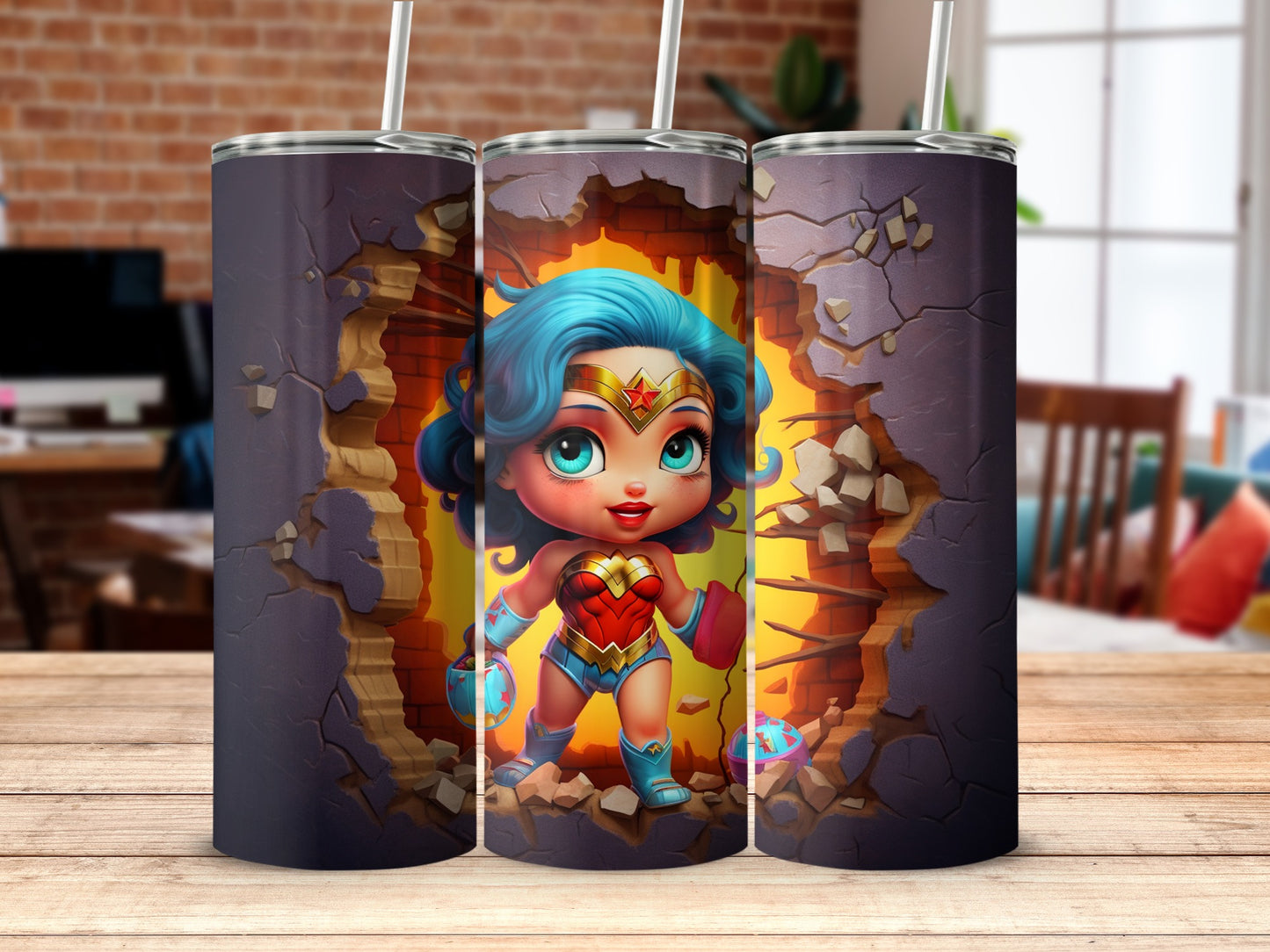 Superhero Cartoon Character Design Tumbler Cup
