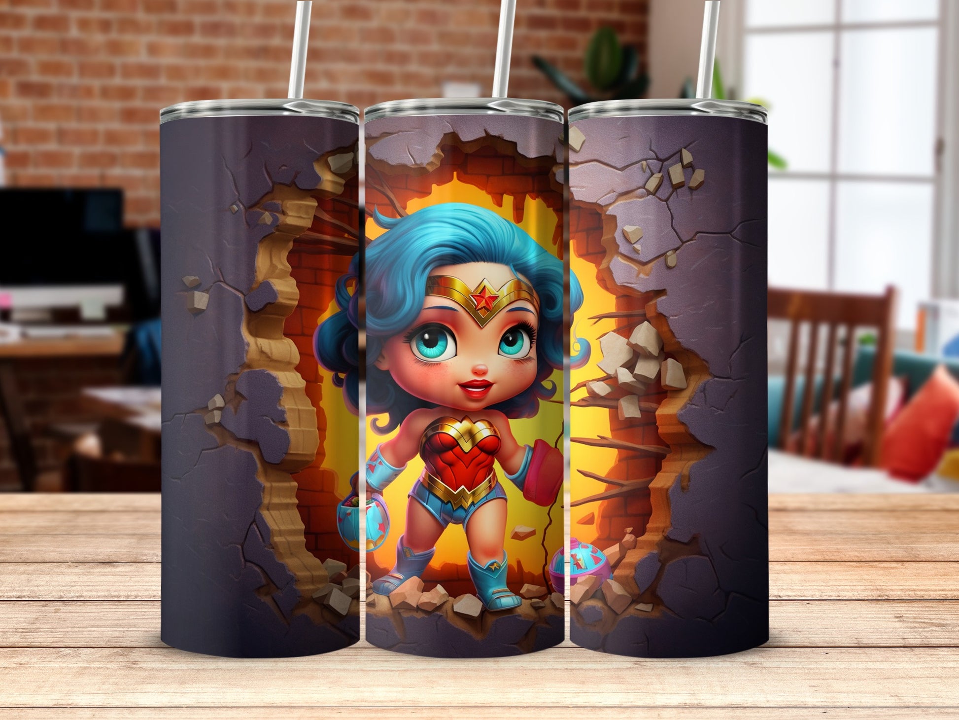 Superhero Cartoon Character Design Tumbler Cup