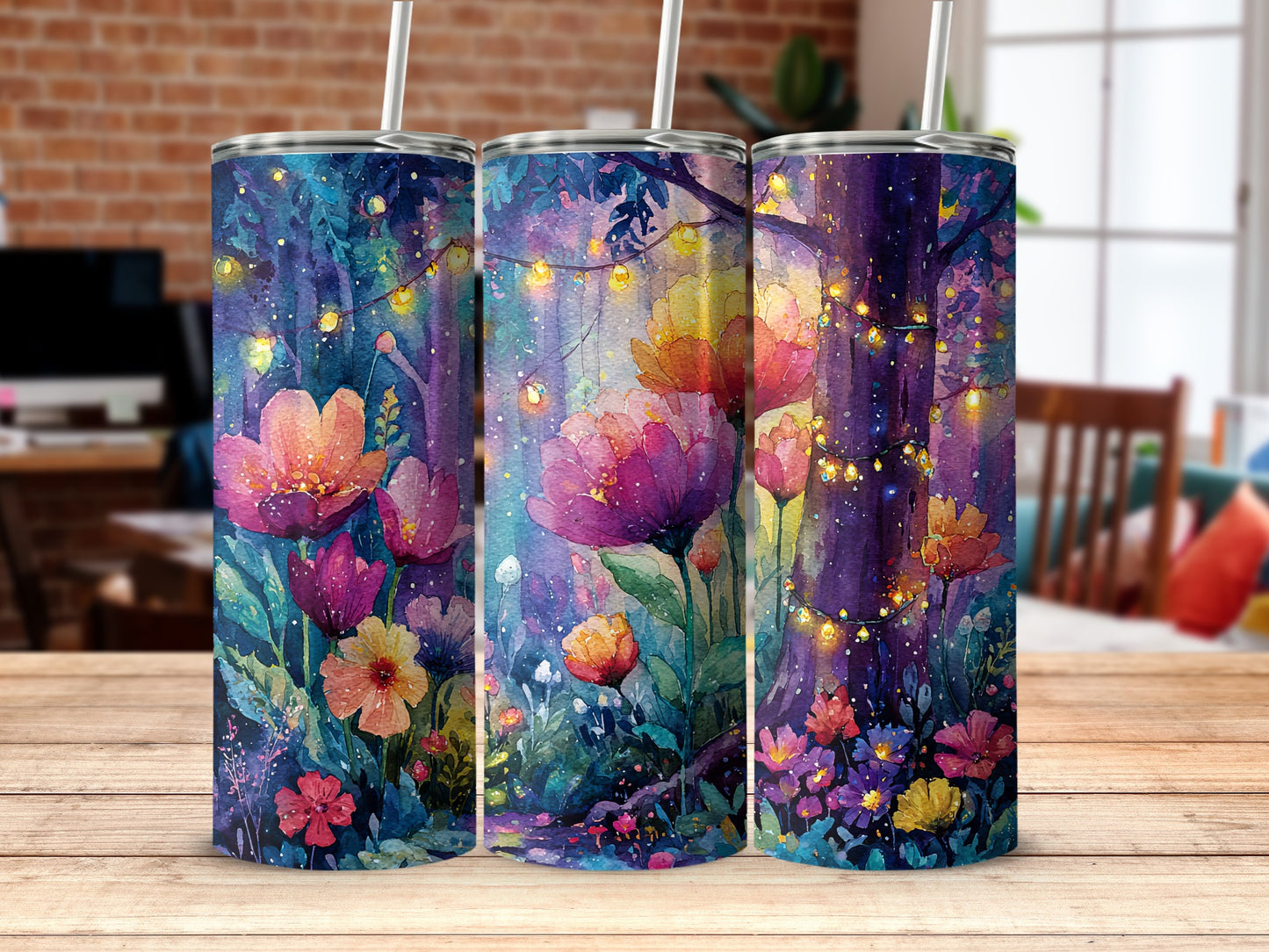 Vibrant Floral Fantasy Design Insulated Tumbler