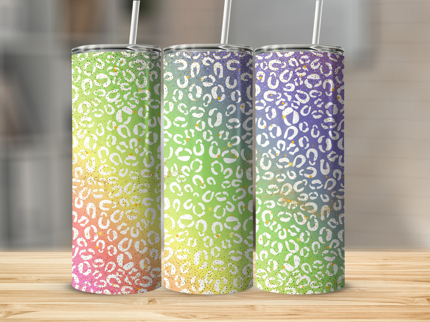Colorful Leopard Gradient Tall Tumbler Design Product