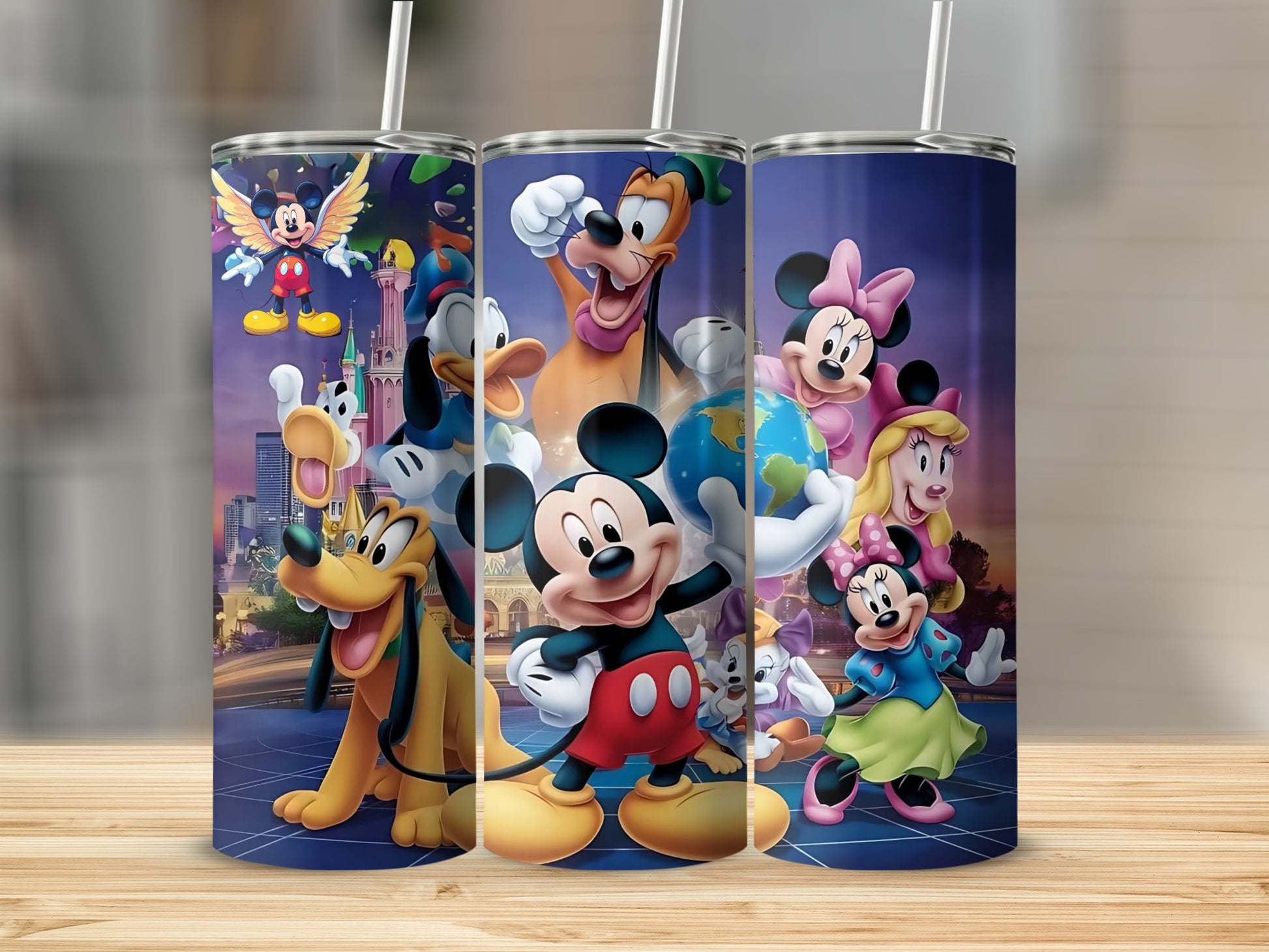 Colorful Disney Character Tumbler with Mickey and Friends