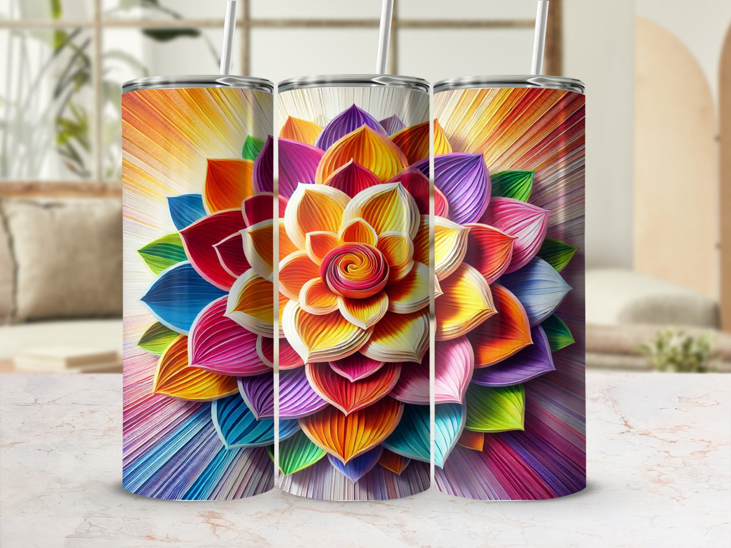 Vibrant Mandala Design Insulated Tumbler Product