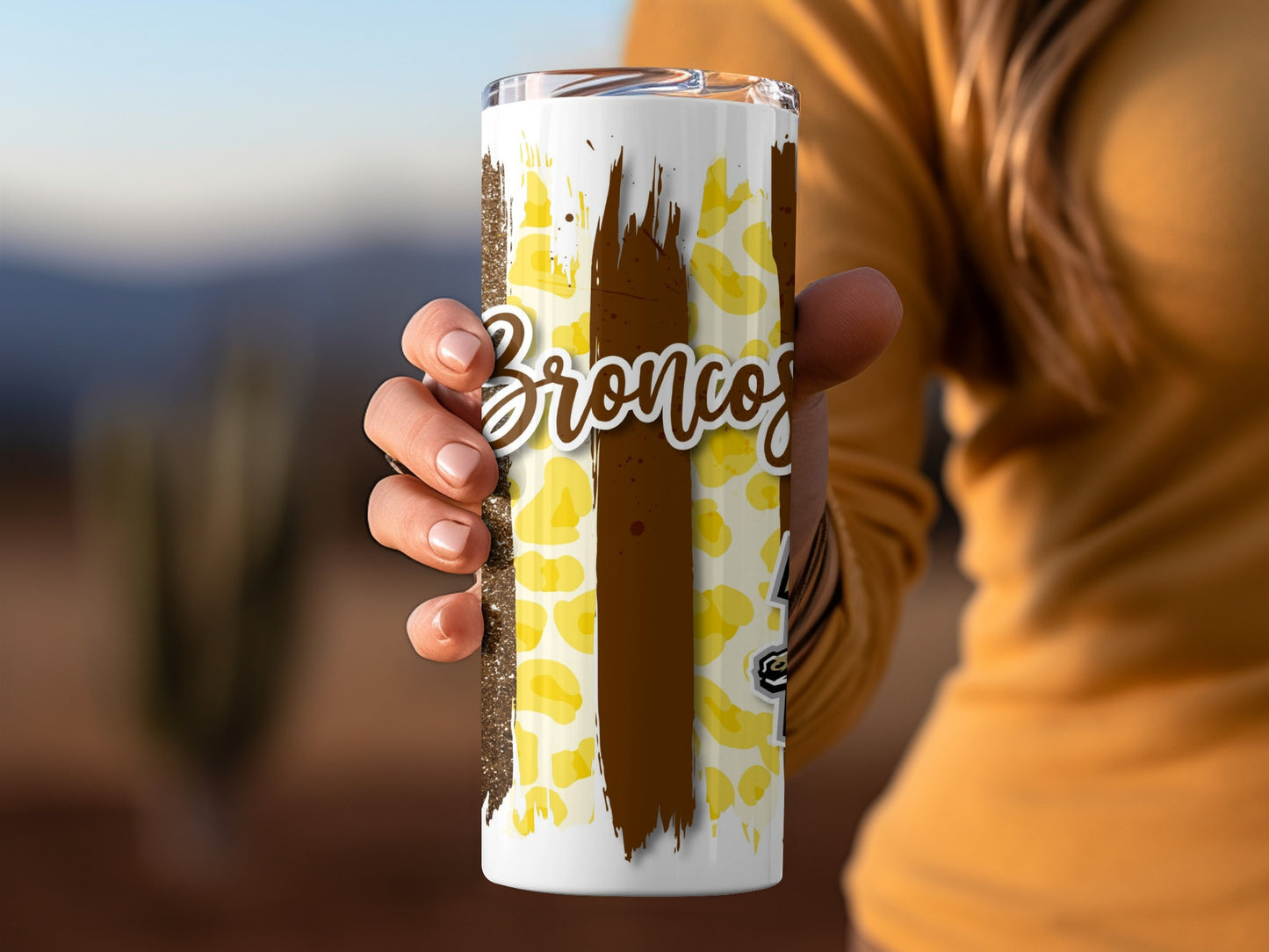 Broncos Logo Leopard Animal Print Gold Stripes Brush Tumblers