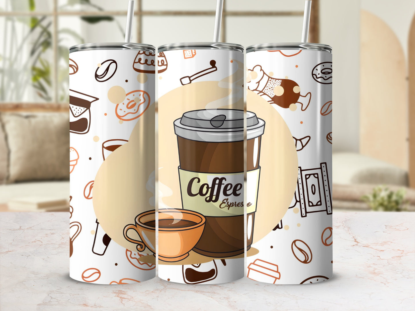 Coffee Themed Tumbler with Various Cute Designs
