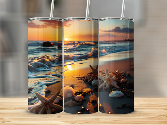 Sunset Beach Ocean Starfish Shell Tumbler product