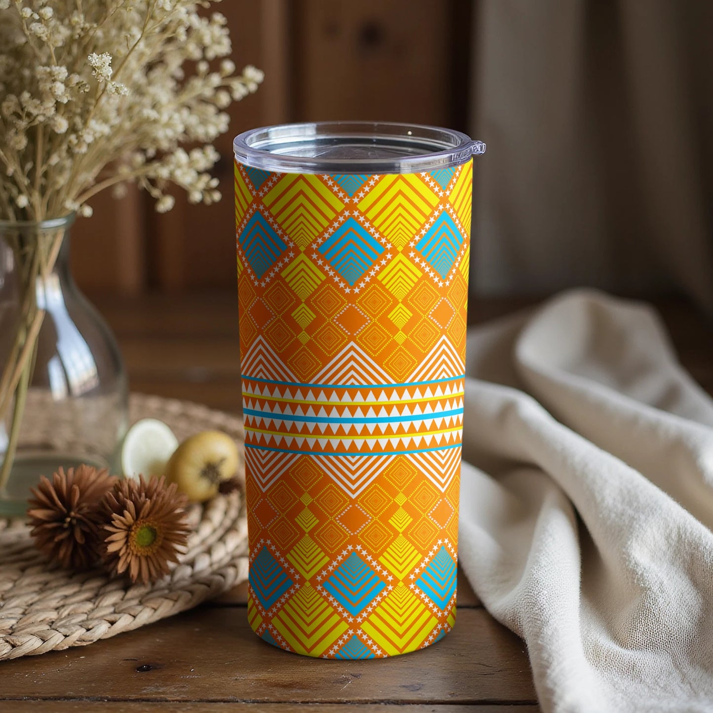 Geometric Diamond Pattern Insulated Tumbler Cup