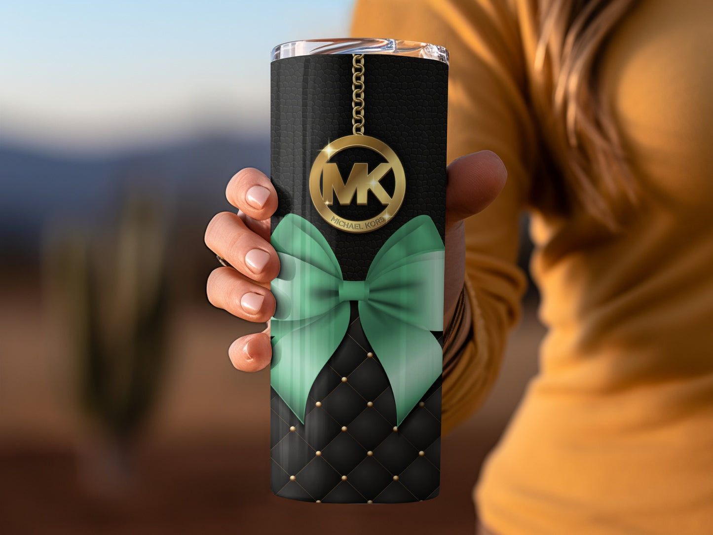 Stylish Black and Green Tumbler with Designer Logo