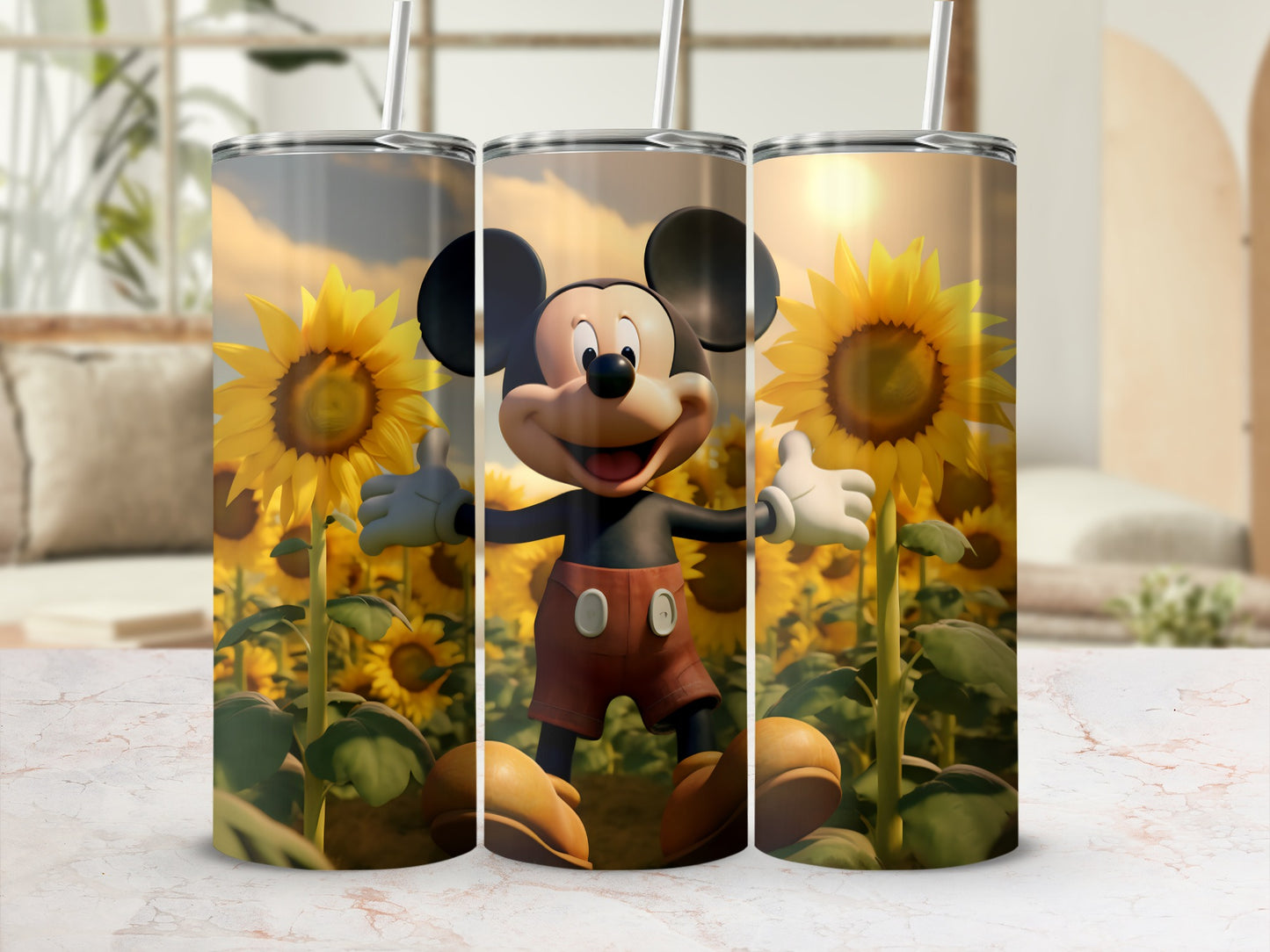 Mickey Mouse Sunflower Themed Tumbler
